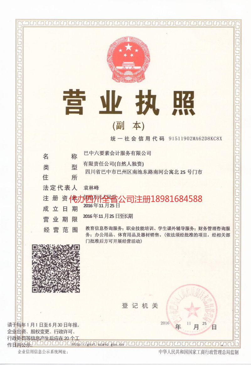 禄丰禄丰六要素会计服务有限公司