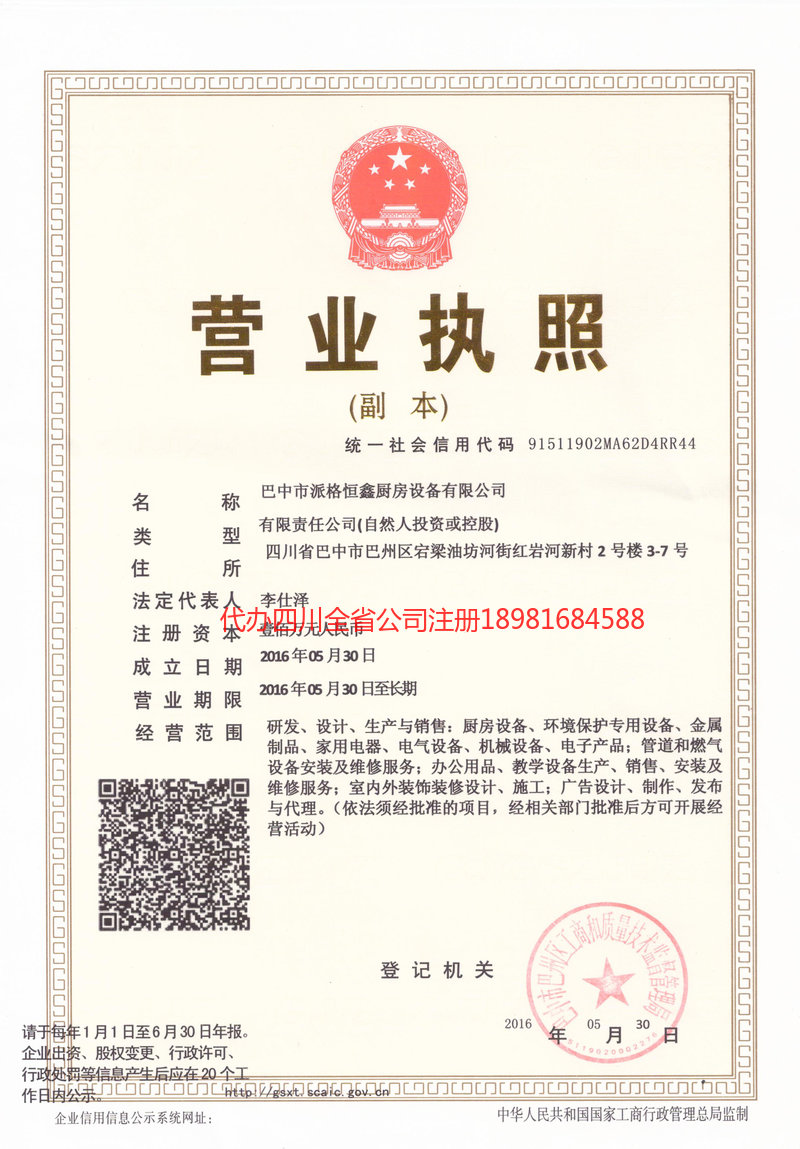 禄丰禄丰派格恒鑫厨房设备有限公司